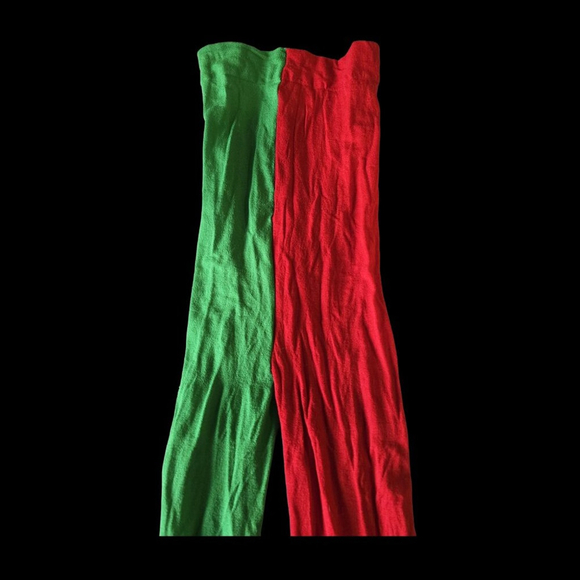 NWOT One Size Fits All Red and Green Women’s Tights - Picture 2 of 4